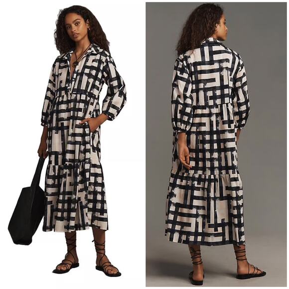 Maeve Dresses & Skirts - Anthropologie Maeve The Bettina Tiered Shirt dress size large